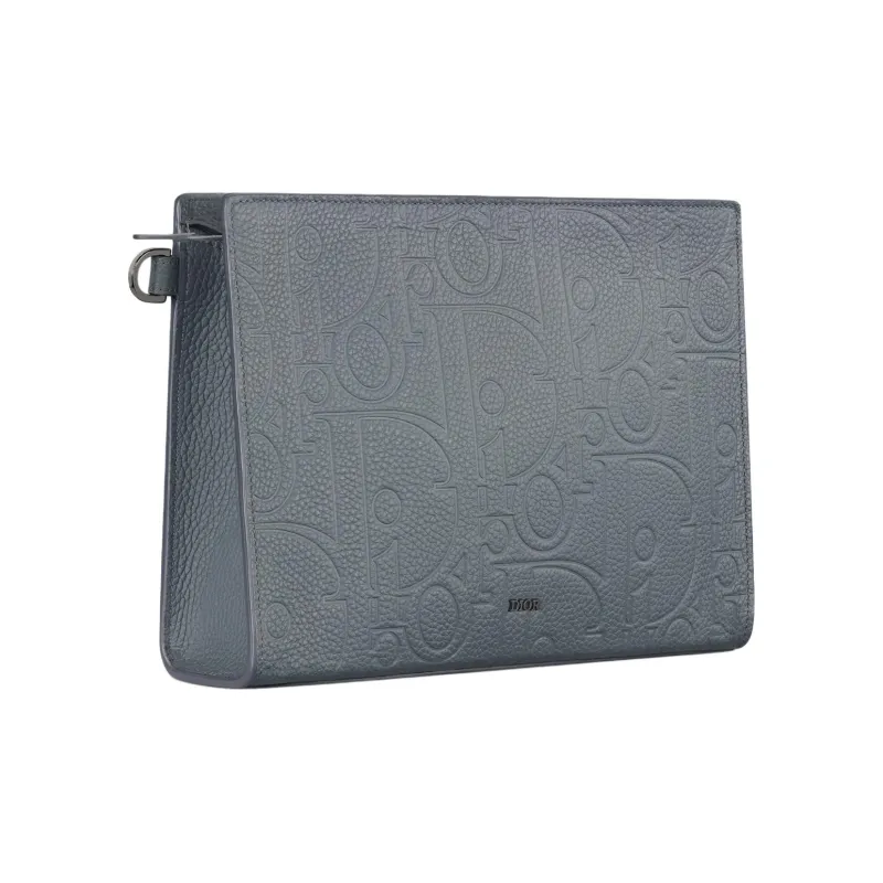 DIOR Cow Leather Clutch Men's Dark Gray-1