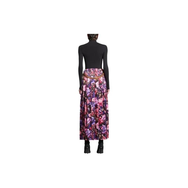 Balenciaga Bouquet Printed Pleated Long Skirt-2