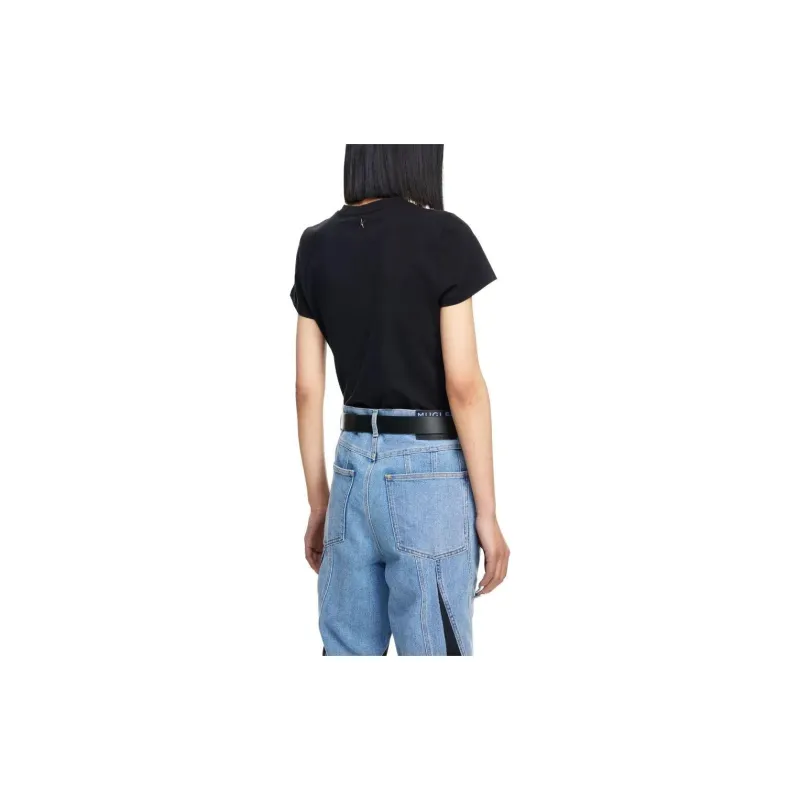 Mugler H&M Printed Fitted T shirt Black-2