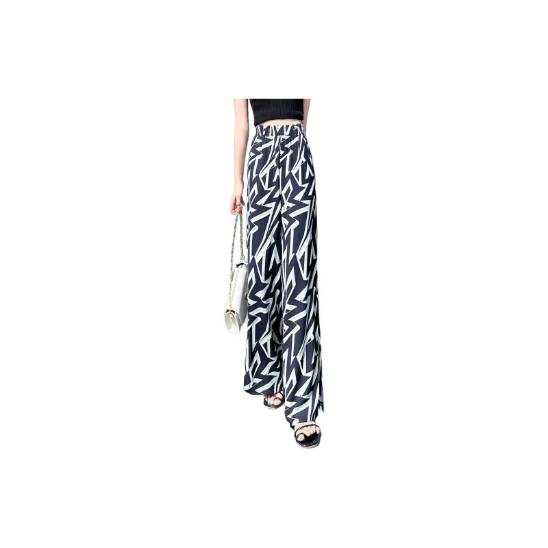 Mo Han Yi Mei Casual Pants Women's Navy Blue-2