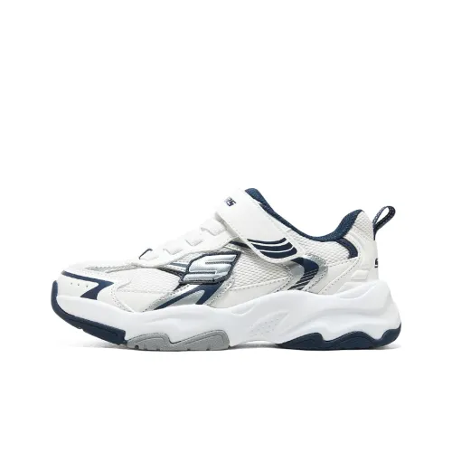 Skechers Boys Slip Resistant Anti Kick Low Top Kids' Running Shoes White Silver Teenagers