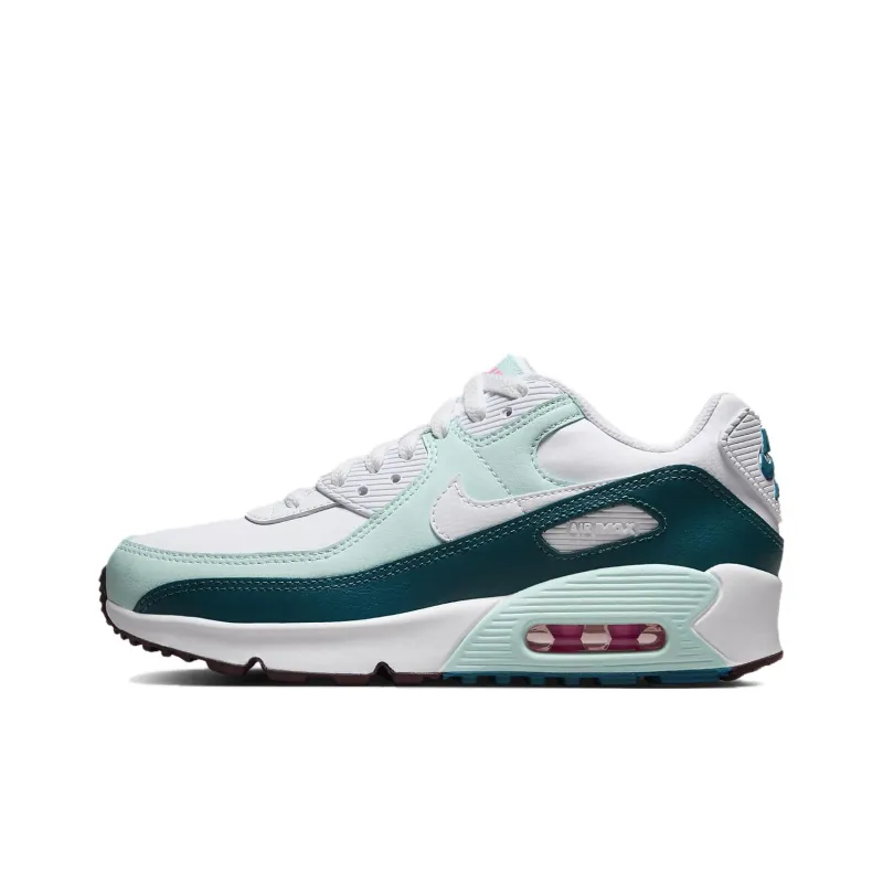 Nike Air Max 90 LTR Slip Resistant Cushioning Wear Resistant Kids Lifestyle Shoes Blue Green White Teenagers-0