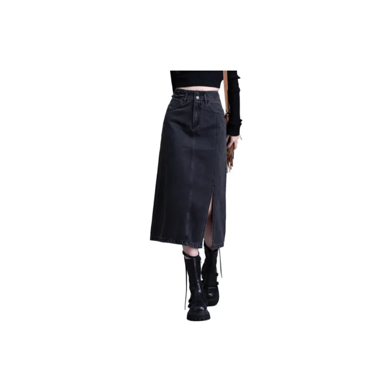 You Cow Me Pants Casual Long Skirt Women's Black-1