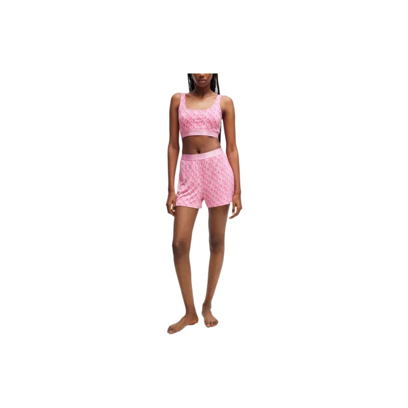 HUGO BOSS Stretch Jersey Pyjama Shorts With Seasonal Prnt Casual Shorts Women's Pink-1