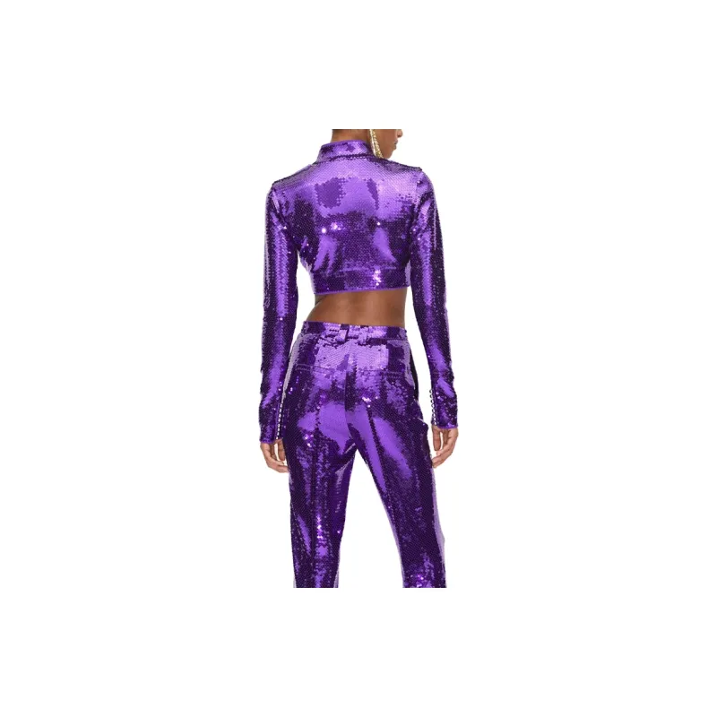 Rabanne H&M Sequined Crop Top Purple-3
