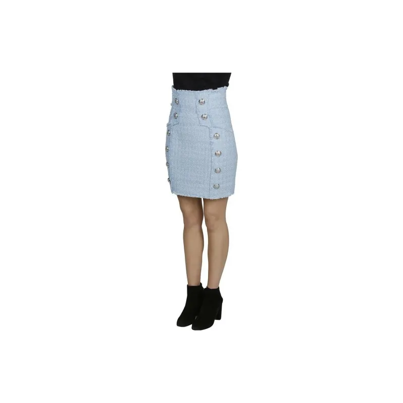 BALMAIN Casual Short Skirts Women's Sky Blue-4