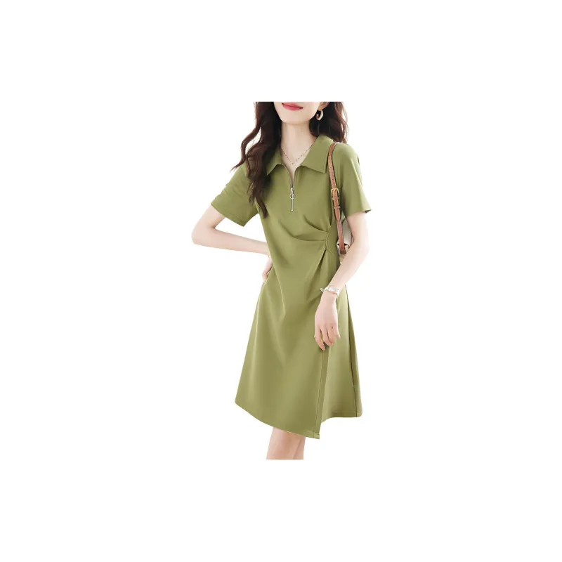 Mo Han Yi Mei Short Sleeved Dresses Women's Green-1
