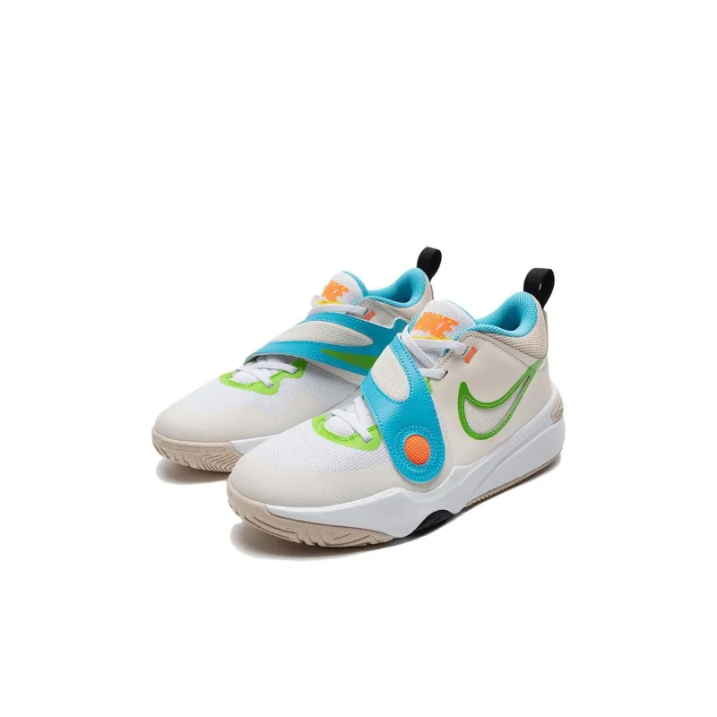 Nike Team Hustle D11 GS 'Pale Ivory Action Green'-2