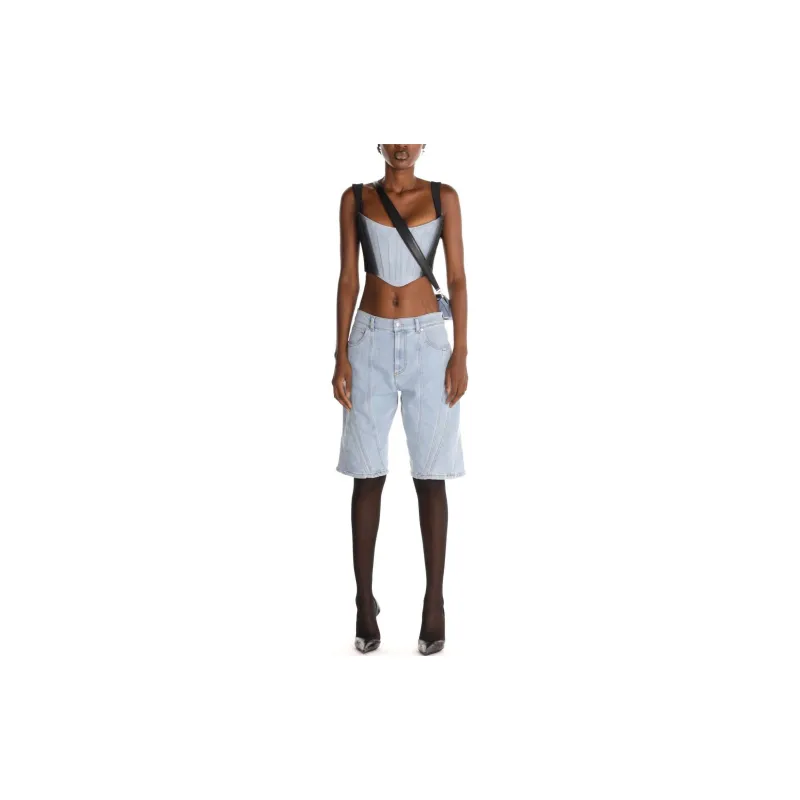 Mugler Panelled Denim Shorts-2