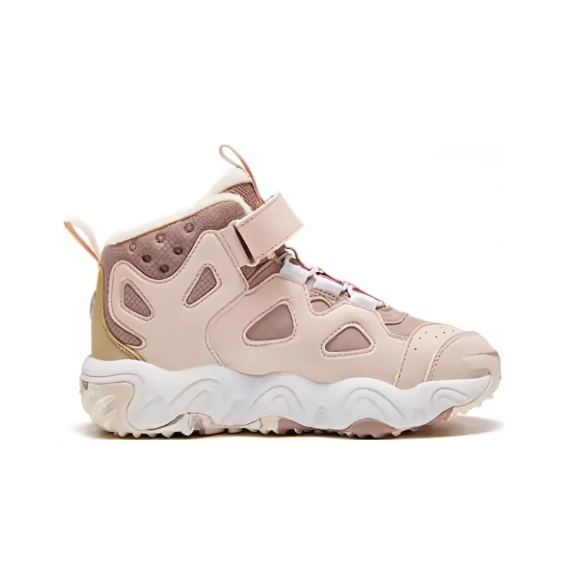 FILA KIDS Abrasion Resistant Slip Resistant High Top Kids Lifestyle Shoes Silver Peony FILA White Teenagers-1