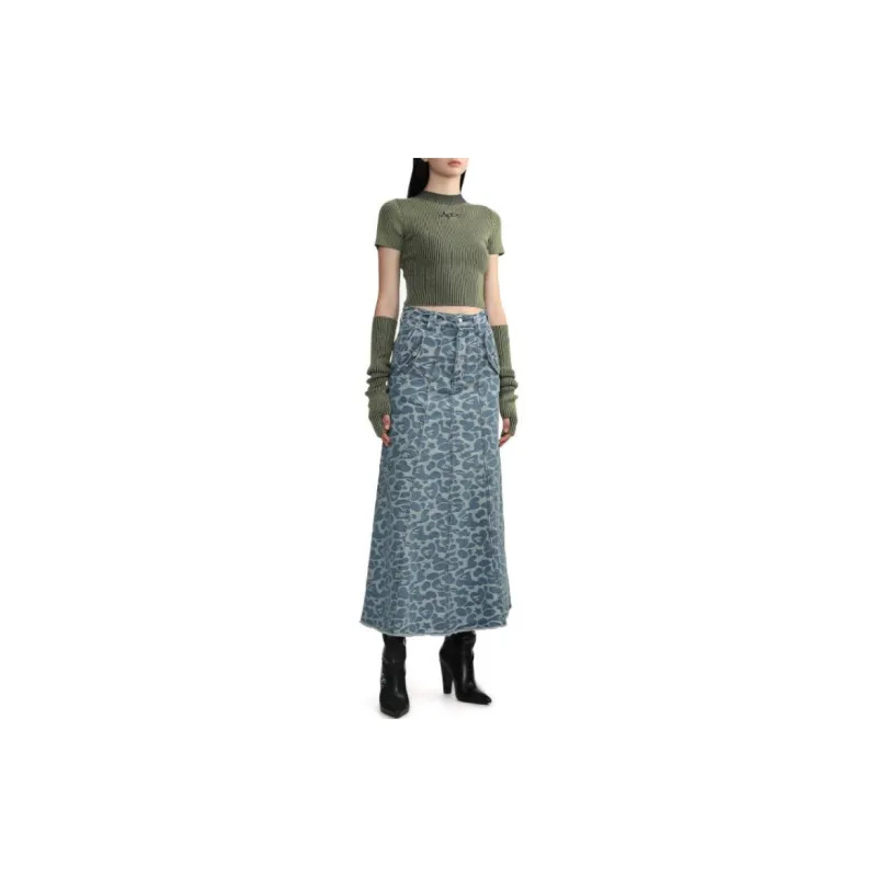 Bape Pattern Denim Long Skirt Light Indigo-2