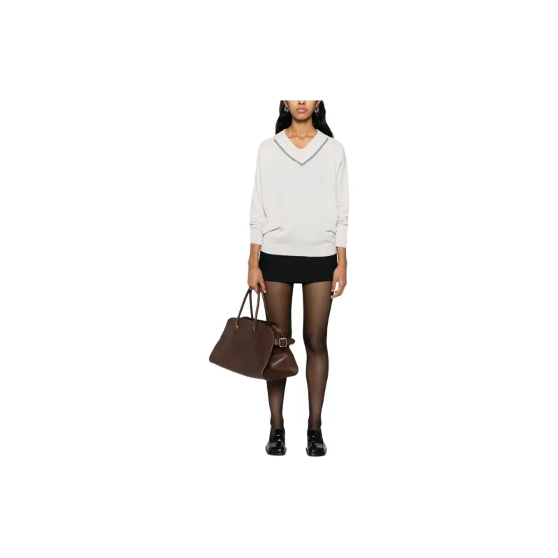 Brunello Cucinelli Monili chain V neck Jumper-1