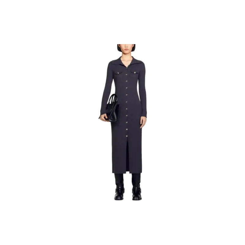 Sandro Long Sleeved Dresses Women's Carbon Gray-4