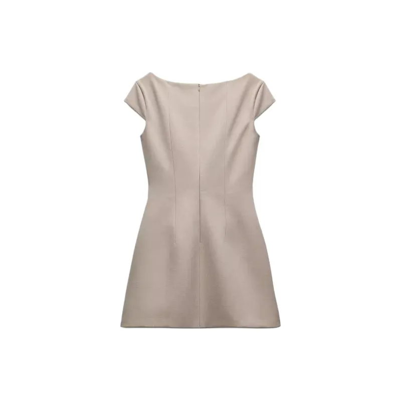 ZARA Trf Short Sleeved Dress Women's Dark Beige-1