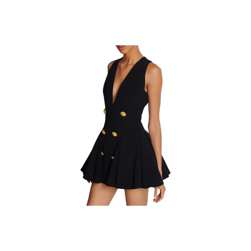 BALMAIN Double-breasted Flared Minidress-4