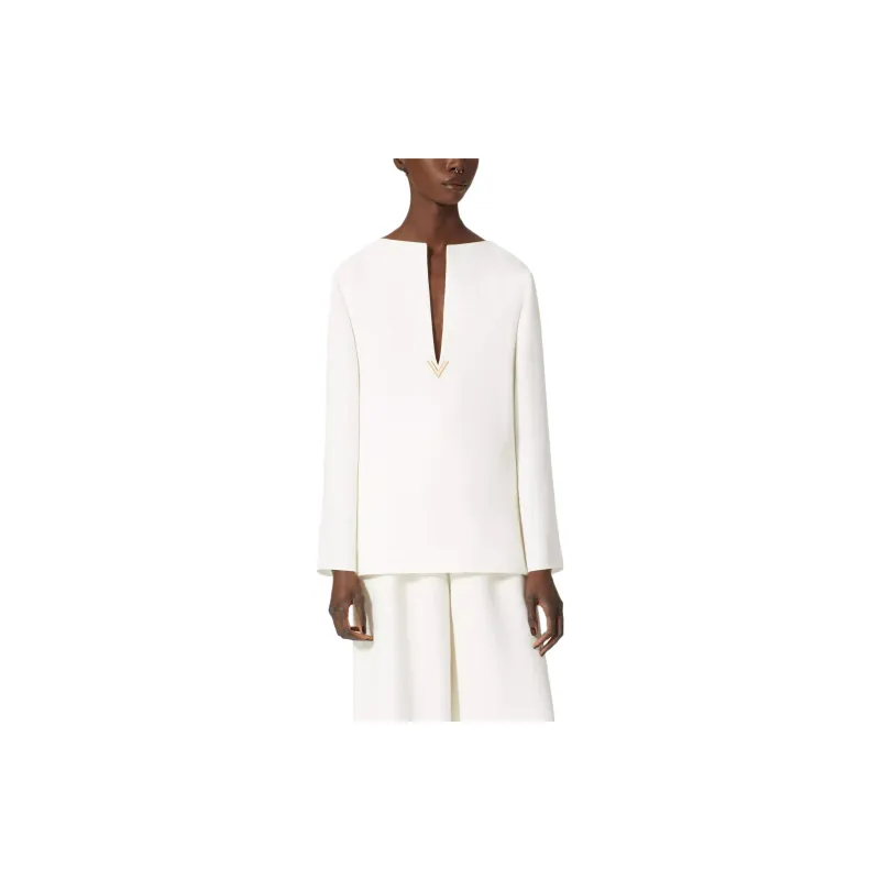 Valentino Cady Couture Logo Plaque Long-Sleeved Blouse-1