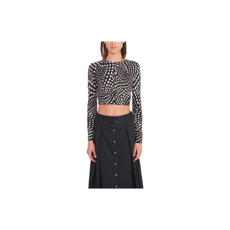 Staud Deanna Sweater Black Wavy Dot Sweater Women's Black-2