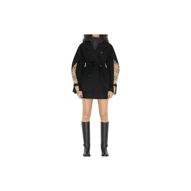 Burberry Cape Sleeve Cropped Belted Trench Coat-2
