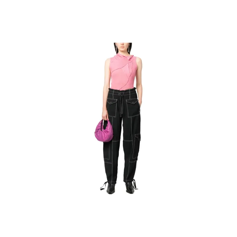 GANNI Topstitch Drawstring Hem Cargo Pants-1