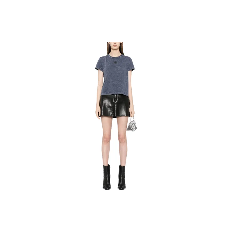 Alexander Wang Essential Jsy Shrunk Puff Logo & Bound Neck Tee Acid Black Ice-1