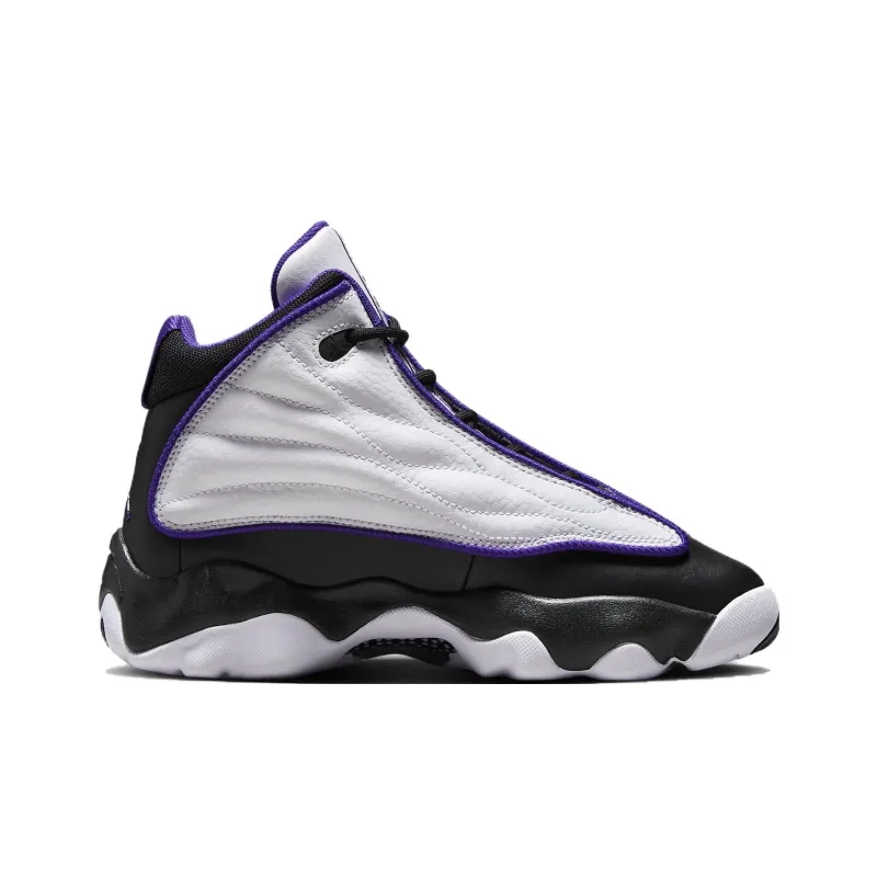 Jordan Pro Strong Slip Resistant Anti Kick Cushioning High Top Children's Basketball Shoes White Black Purple Teenagers-1