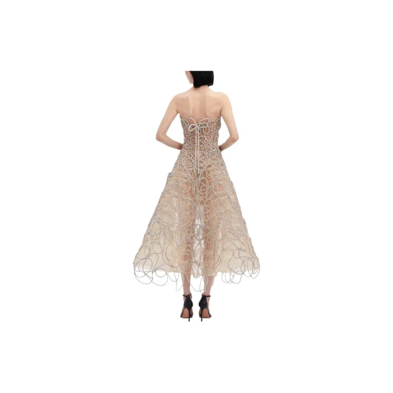 Oscar De La Renta Crystal Embroidered Cord Gown-2