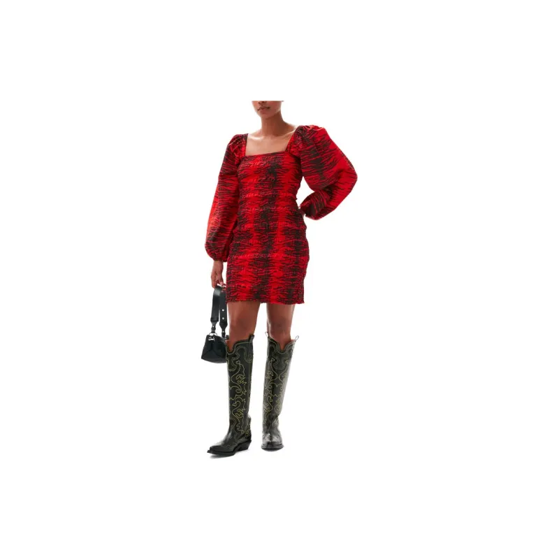 GANNI Long-Sleeved Dresses Women's Red-2