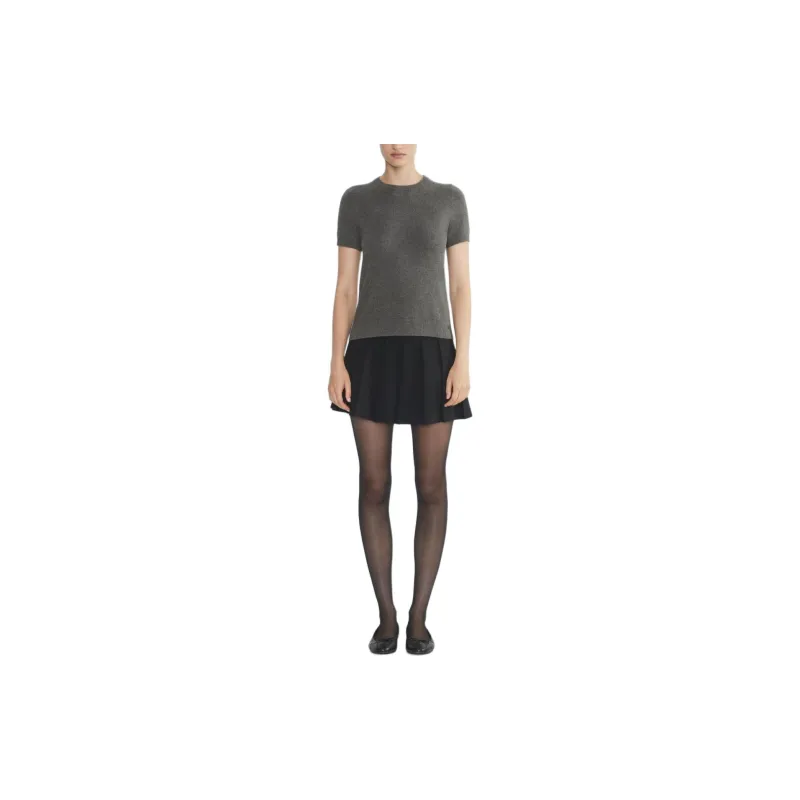 ARITZIA Sunday Best Malva Shortsleeve Sweater Sweater Women's Heather Charcoal/Stone Phoebe Zhennan Charcoal-1