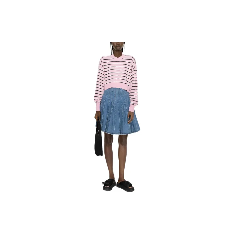 PALM ANGELS Striped Cropped Crewneck Jumper-1