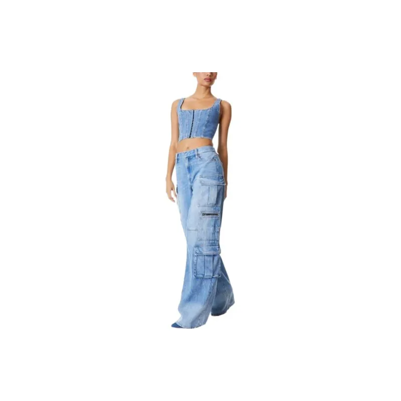 ALICE+OLIVIA Cay Baggy Denim Cargo Trousers-3