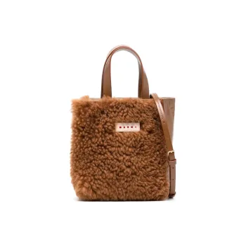 MARNI Shearling Logo Patch Tote Bag
