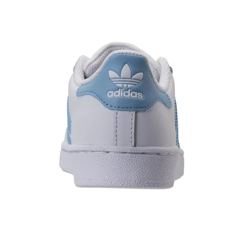 Adidas Superstar Slip-Resistant Cushioning Wear-Resistant Low-Top Kids' Skateboarding Shoes White Blue Kids'-2