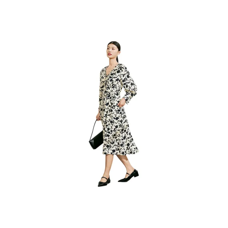 Fragment Long Sleeved Dress Women's Black-2