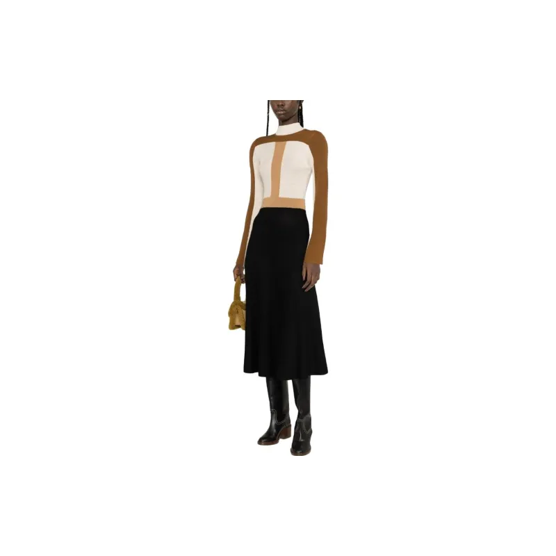 Chloé Colour-block Knitted Wool Dress-1