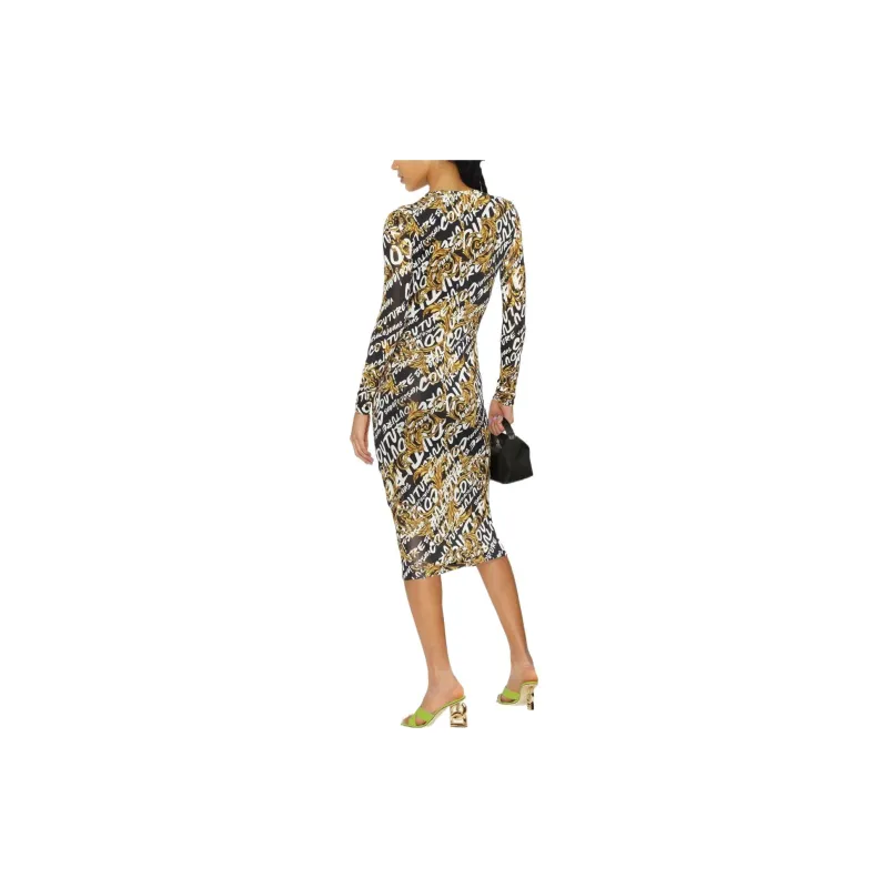 VERSACE Jeans Couture Barocco Logo print Midi Dress-2
