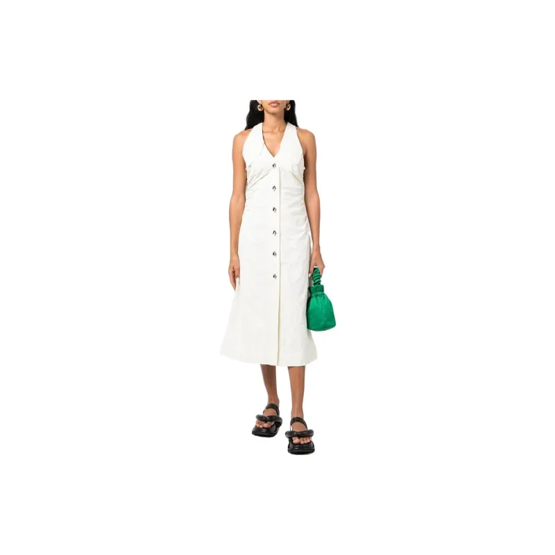 GANNI Sleeveless Dresses Women's Light Yellow-1