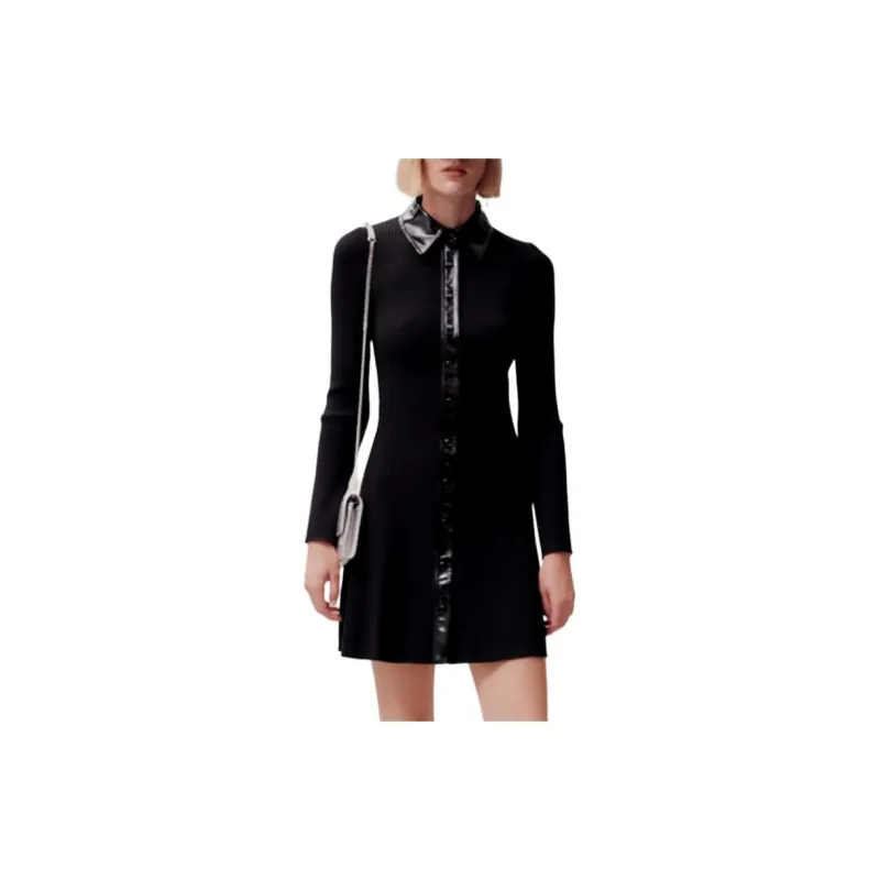 Maje Long-sleeve Ribbed Minidress-3