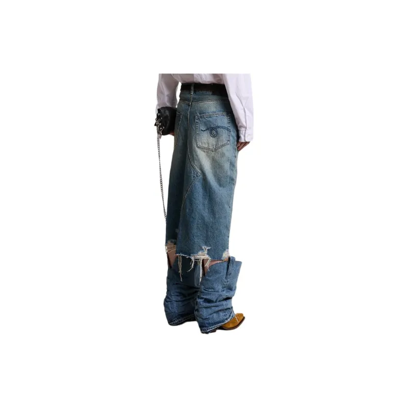 R13 SS24 Denim Long Skirt Women's Clinton Blue-3