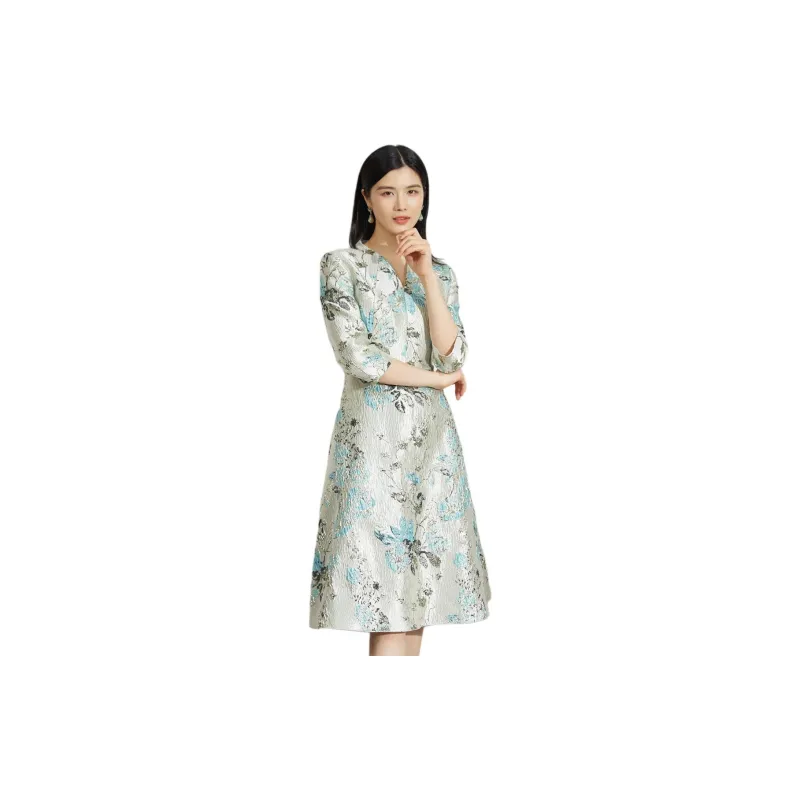 BBLLUUEE Long Sleeved Dress Women's Aqua Blue-3