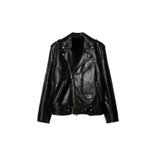 OFF-WHITE Crinkled Leather Biker Jacket