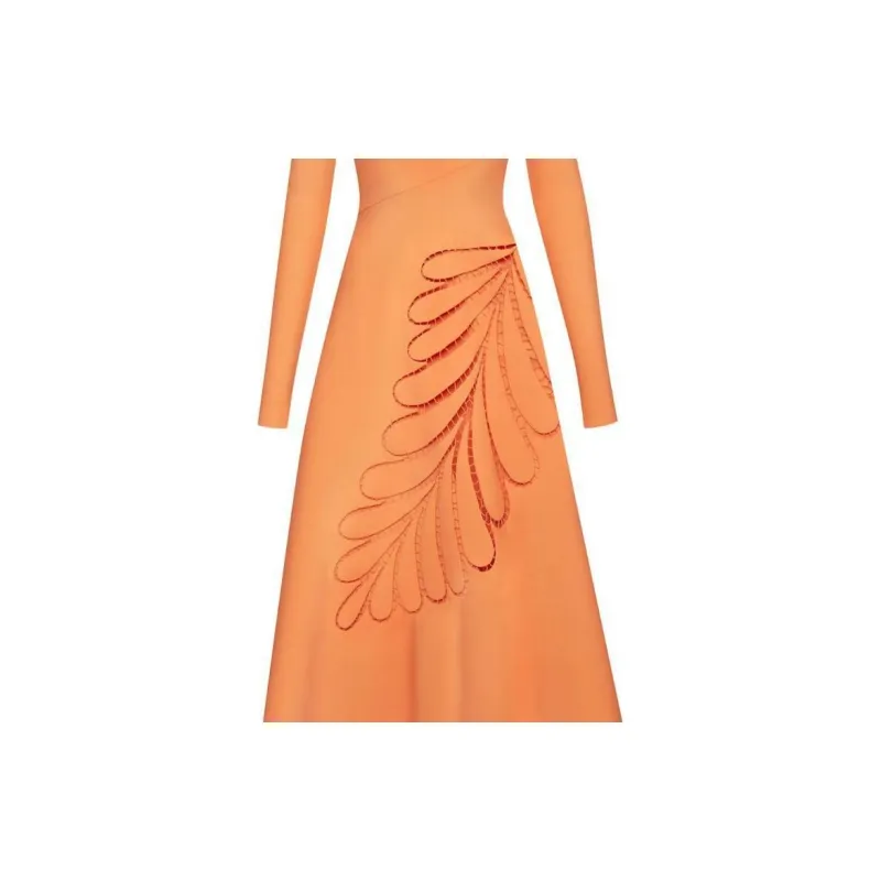 Oscar De La Renta Cut-out Long-sleeve Midi Dress-4