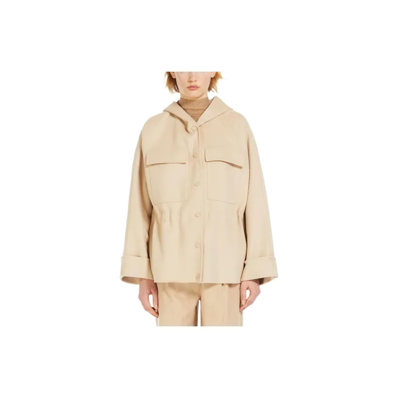 WEEKEND MaxMara Rango Collection Hooded Wool Parka Jackets Coats Women's Beige-3