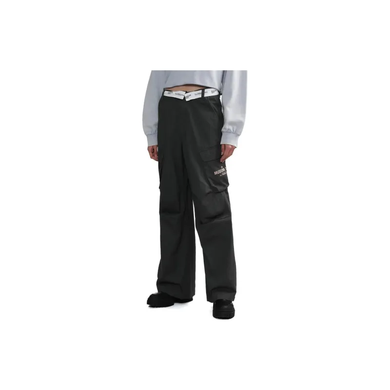 MUSIUM DIV Belted Logo Straight Trousers-5