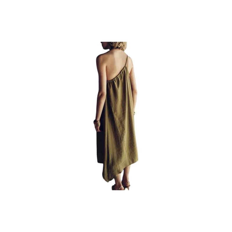 ZARA ZW Series Slip Dresses Women's Yellow-3