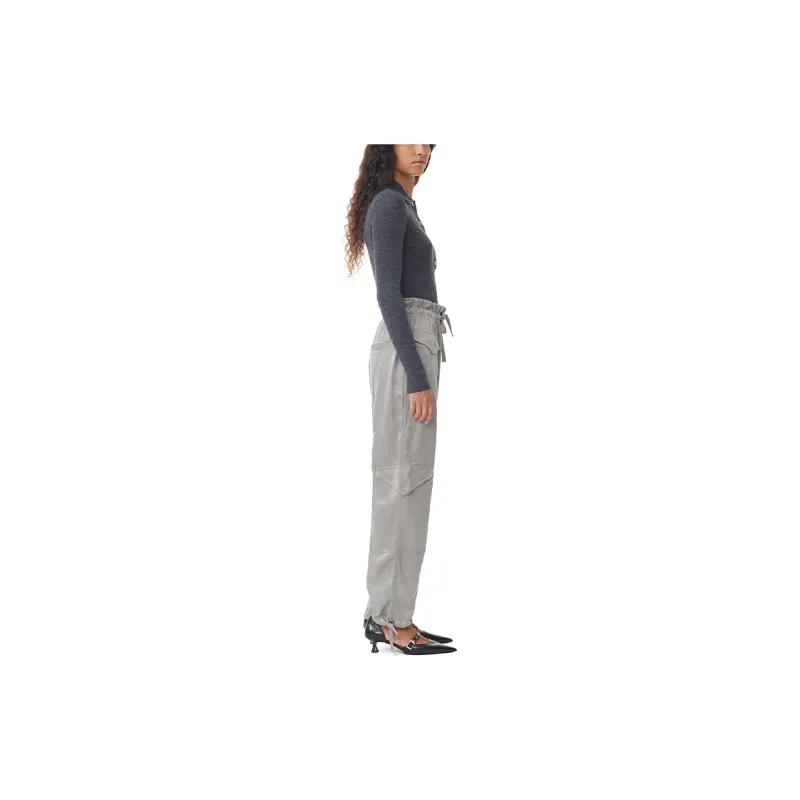 GANNI Cargo Pants Women's Frost Gray-1