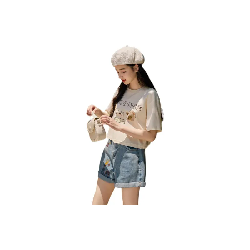 ZIHAN T Shirt Women's Beige Gold-4
