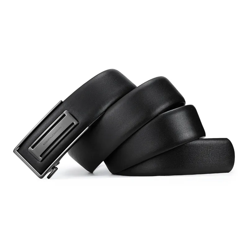 ROBERTA DI CAMERINO Top Grain Cow Leather Belts Men's Black 3.45CM Writing A Greeting Card And Printing Photos-5