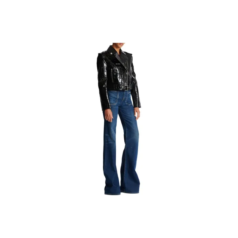 BALMAIN Polished finish Biker Jacket-3