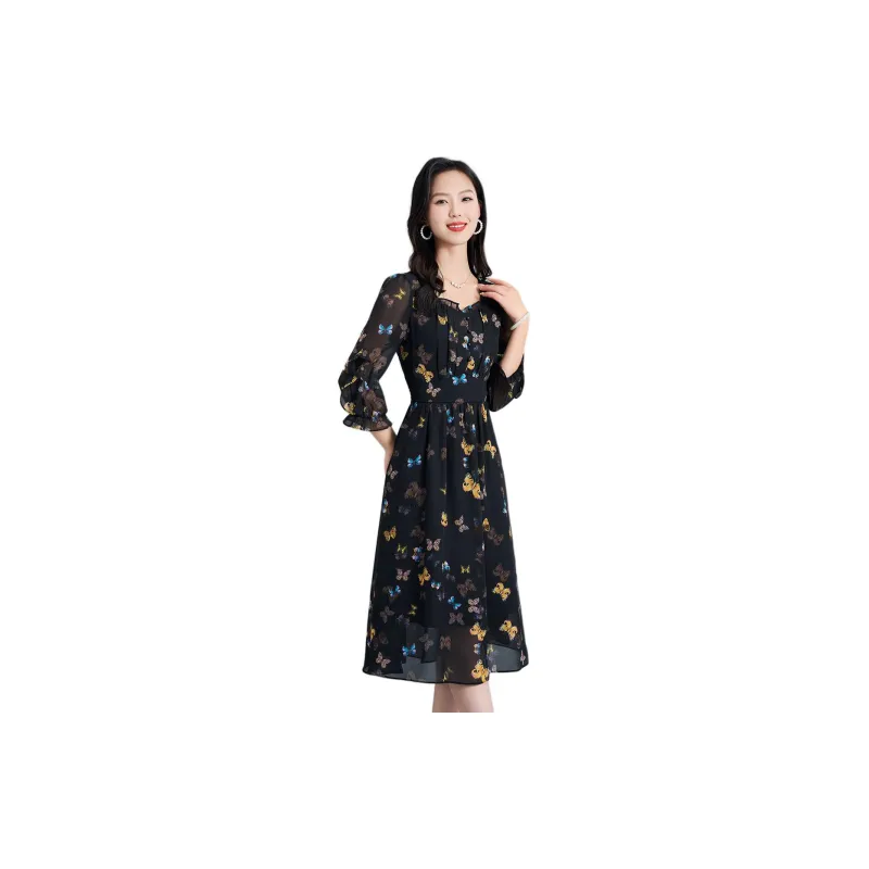 Mylan Short Sleeved Dress Women's Black-4