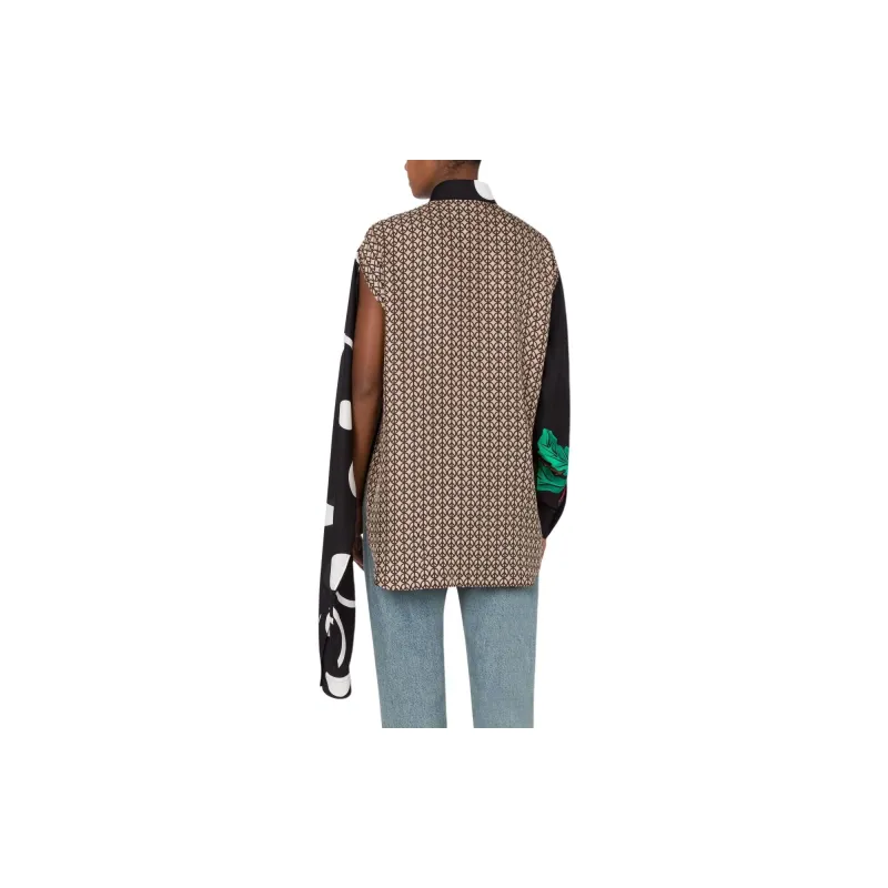 MOSCHINO Asymmetric Buttoned Colour Block Shirt-2